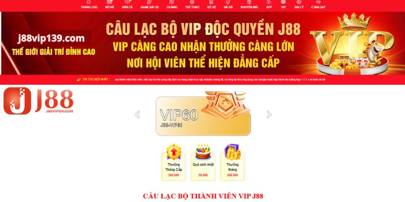 Độc quyền thành viên VIP J88 với nhiều ưu đãi